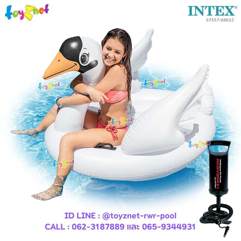 Intex Swan Ride-On 1.30x1.02x0.99 m. no.57557 + DQI Air Pump