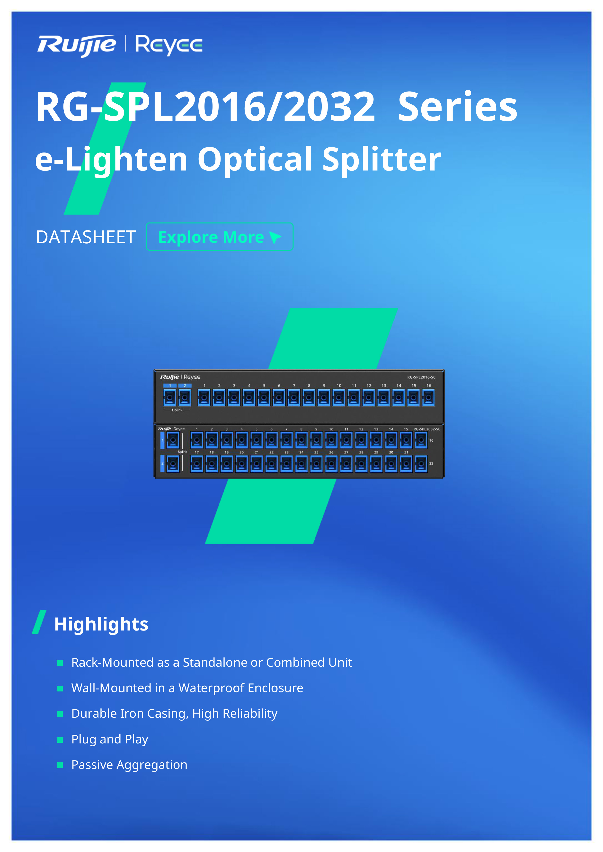 RUIJIE RG-SPL2016-SC E-Lighten PON Passive Optical Network PLC Splitter BY BILLIONAIRE SECURETECH RG-SPL2016-SC
