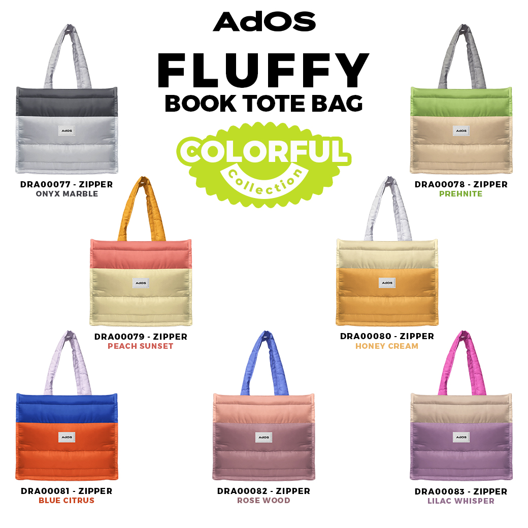กระเป๋า Fluffy Book Tote Bags Colorsful Collection (Zipper) รหัส DRA0077-DRA0083 #AdOS