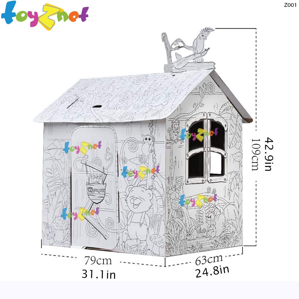 Toyznet ส่งฟรี บ้านกระท่อม กระดาษแข็ง ระบายสี เสริมทักษะ รุ่น Z001