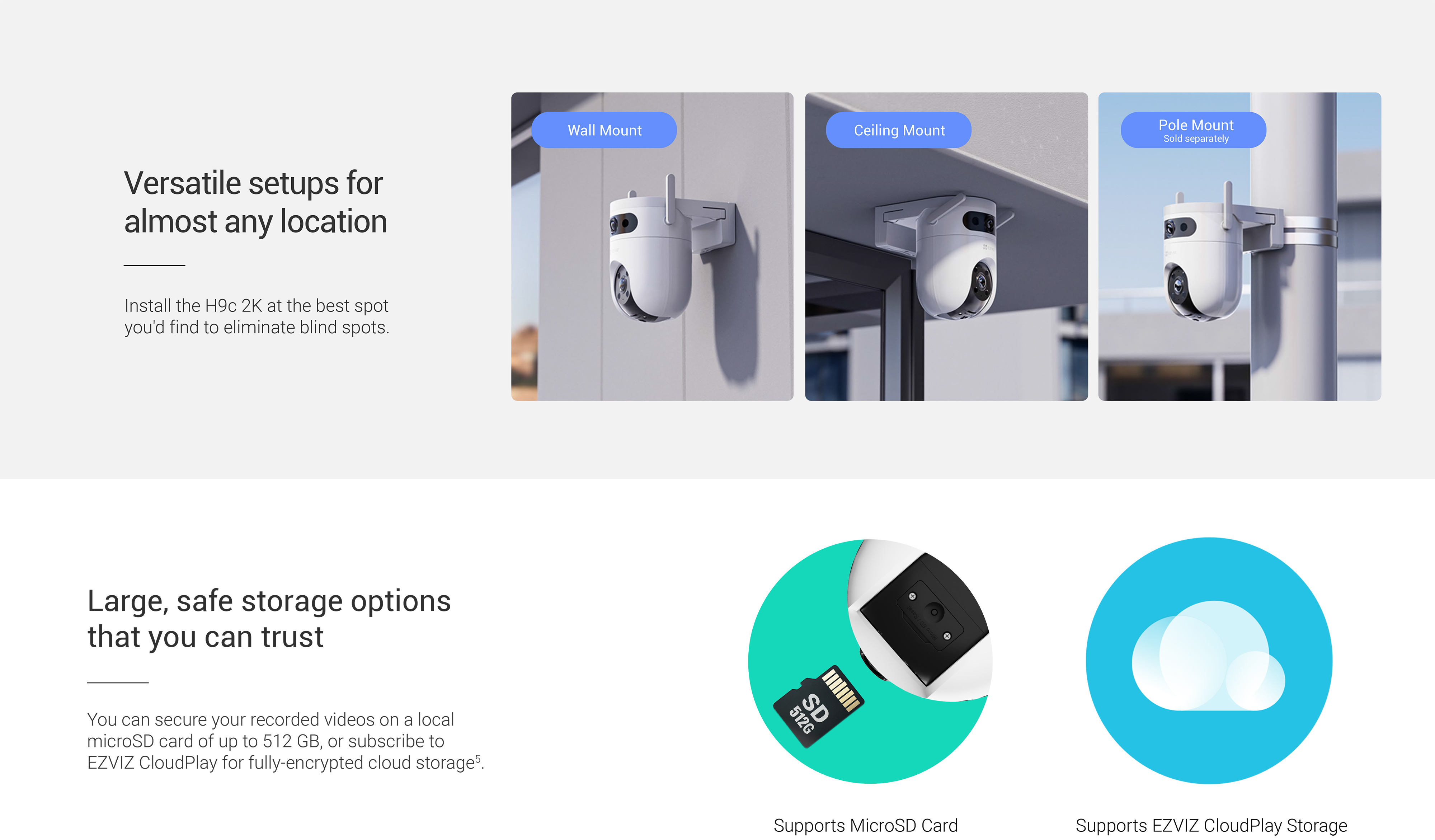 EZVIZ H9c Dual 2K กล้องวงจรปิดระบบ IP WIFI ความละเอียด 2K DUAL LENS ภาพสี 24 ชม. มีไมค์และลำโพงในตัว ติดตั้งภายนอกได้ BY BILLIONAIRE SECURETECH EZVIZ H9c Dual 2K