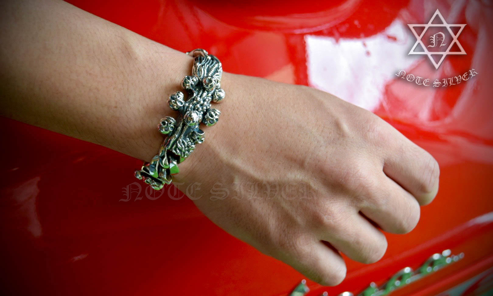 ข้อมือเงินแท้กะโหลกงานตัน Sterling Silver 925 NSSK880