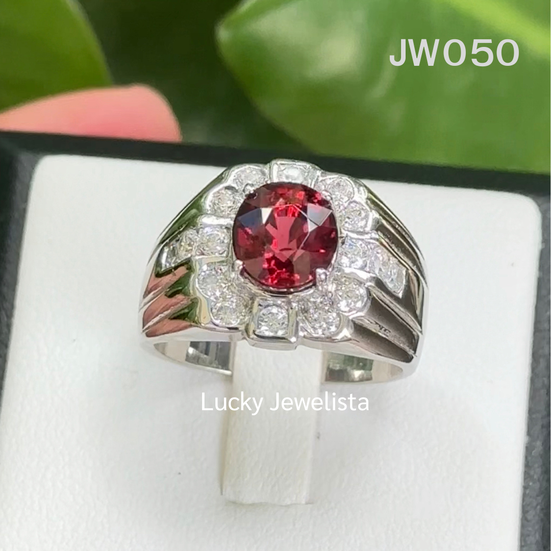 แหวนพลอยโกเมน Rhodolite Garnet สีแดง ผู้ชาย สีแดง 1