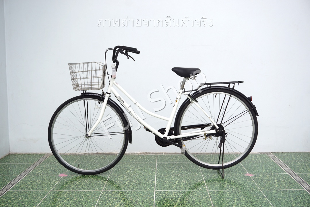 จักรยานแม่บ้านญี่ปุ่น - ล้อ 27 นิ้ว - ไม่มีเกียร์ - สีขาว [จักรยานมือสอง]