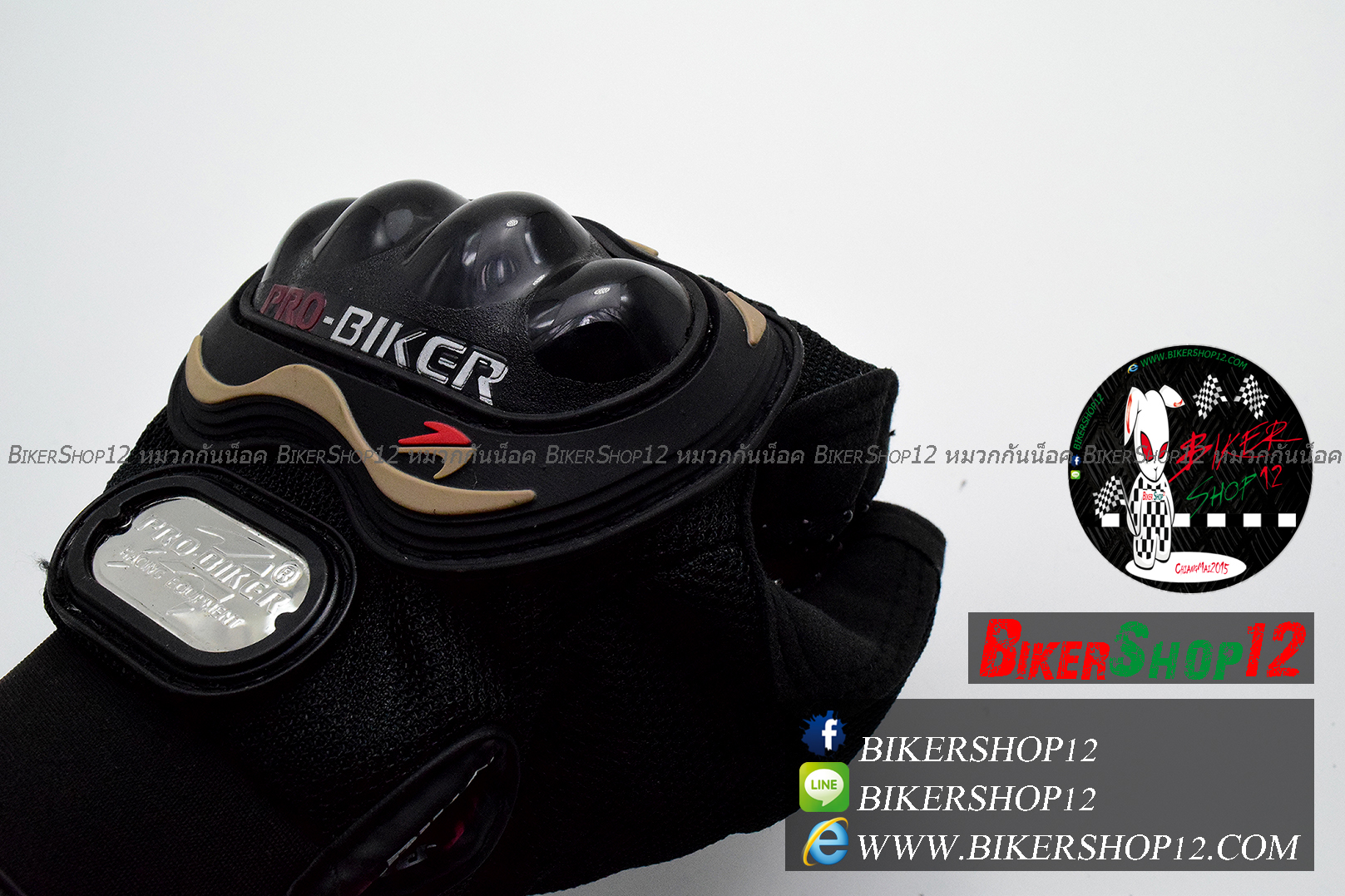 ถุงมือpro-biker (ครึ่งนิ้ว) สีดำ (ราคาพิเศษ)