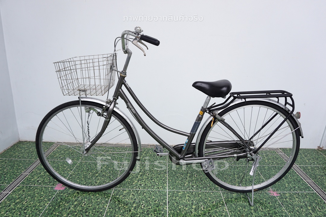 จักรยานแม่บ้านญี่ปุ่น - ล้อ 27 นิ้ว - ไม่มีเกียร์ - ไฟหน้าอัตโนมัติ - Marukin - สีเทา [จักรยานมือสอง]