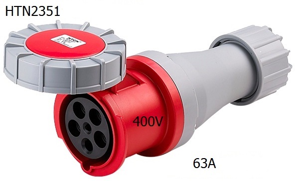 HTN2351 ปลั๊กตัวเมียกลางทาง 3P+N+E 63A 400V IP67 6h