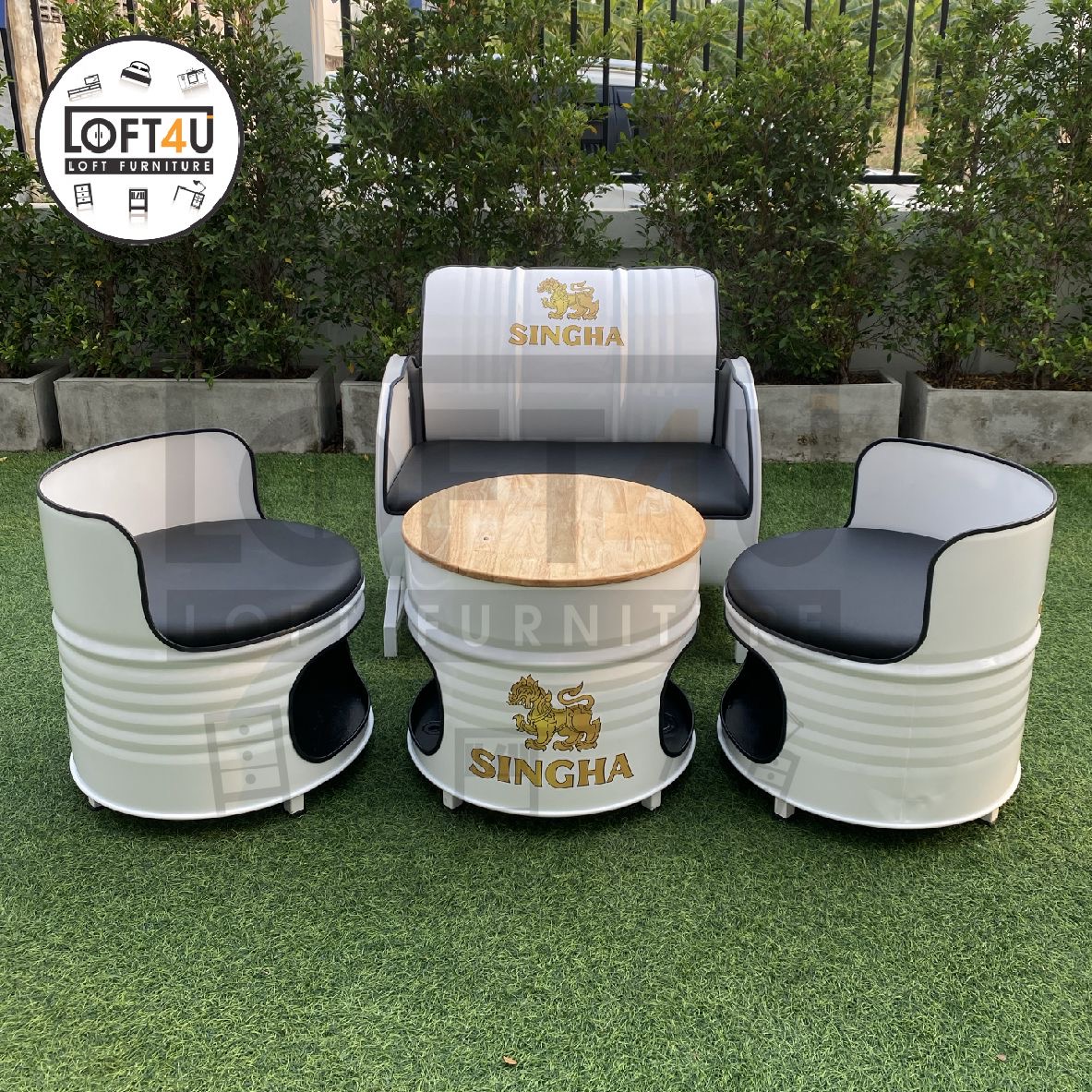 ชุดโซฟานั่งชิว : Living Table Set : leather cushion / 3-4 seats