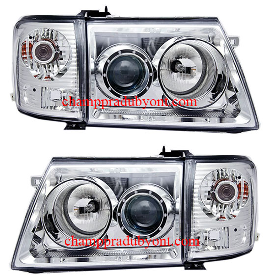 ไฟหน้าโปรเจคเตอร์ TOYOTA SPORT RIDER D4D 02-04 ขาว พร้อมมุมเพชร