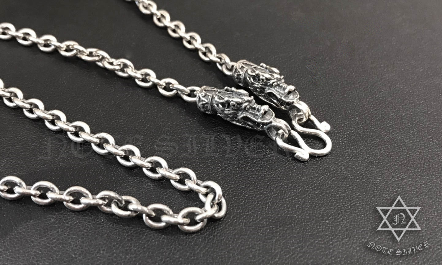 สร้อยคอเงินแท้ หัวมังกร 26" พร้อมตัวเอ็มห้อยพระ Sterling Silver 925 NSNL2364