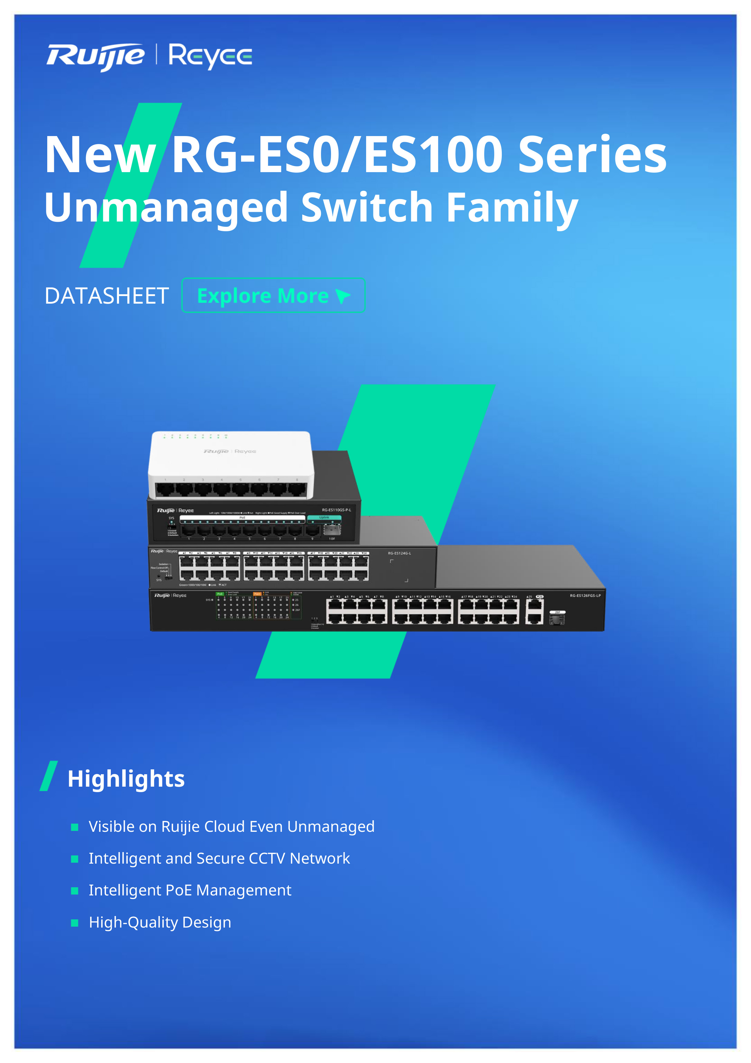 RUIJIE RG-ES106F-P : 4+2 Port 10/100 Mbps Unmanaged PoE Switch BY BILLIONAIRE SECURETECH RG-ES106F-P