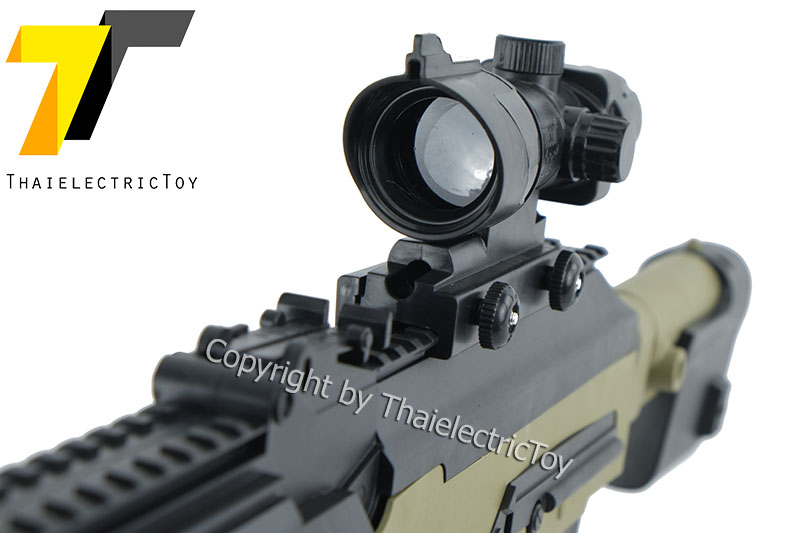 ปืนอัดลมพลาสติก AK117 ชักยิงทีล่ะนัด หนัก 615 กรัม ยาว 70 ซม. มีเลเซอร์ ใช้ลูกกระสุนพลาสติก 6 มิล