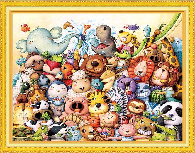 animal-1022 *สินค้าหมด* ชุดปักครอสติช ลายซาฟารีเวิลด์ (งานปักเต็มลาย ไม่มีเดินเส้น) ขนาด 91*68 ซม.ผ้าครอสติช 11CTพิมพ์ลายปักบนผ้า ไหมคอตตอน 63 สี ผังลาย เข็ม