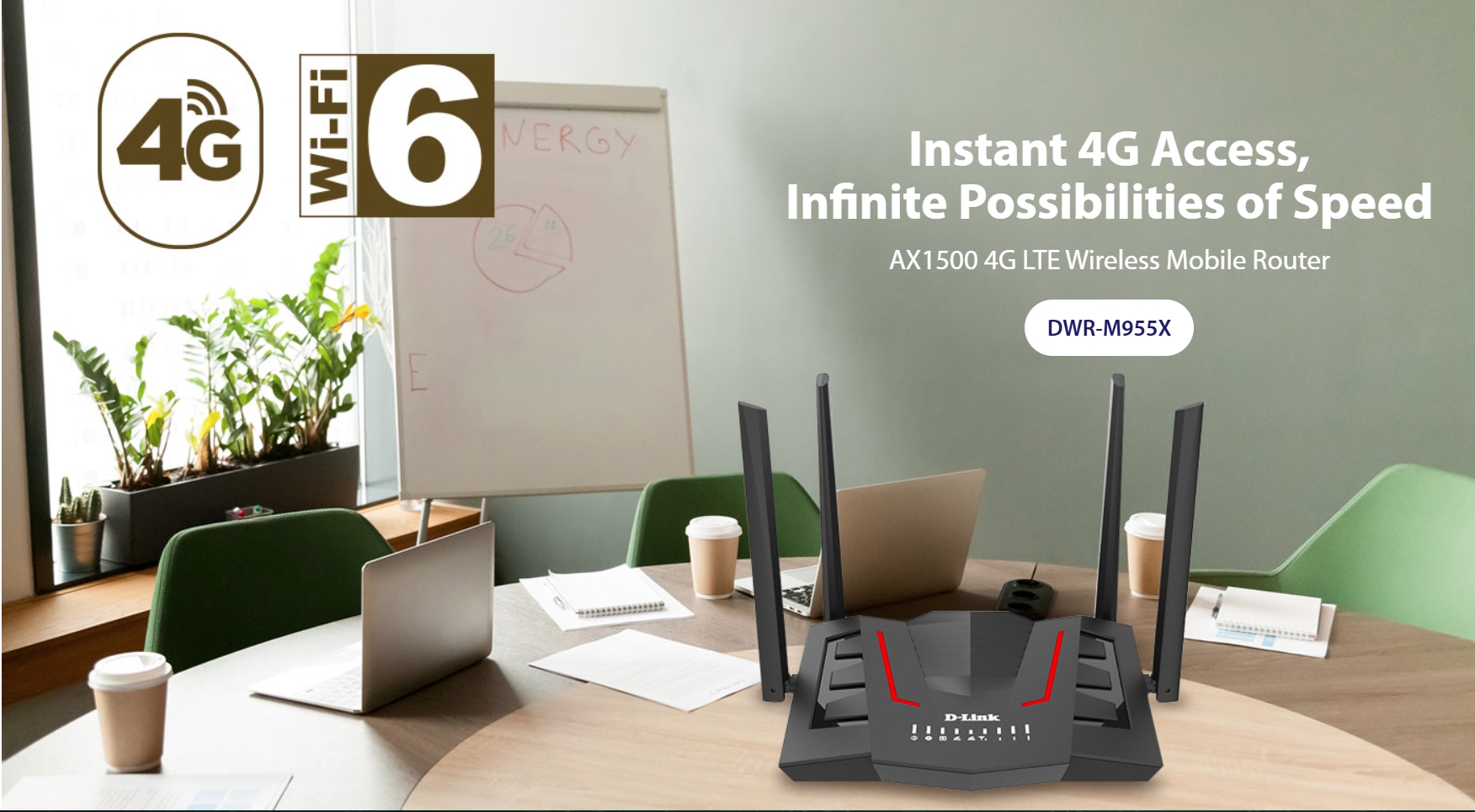 D-LINK DWR-M955X : 4G LTE Wi-Fi 6 AX1500 Gigabit Mobile Router BY BILLIONAIRE SECURETECH DWR-M955X