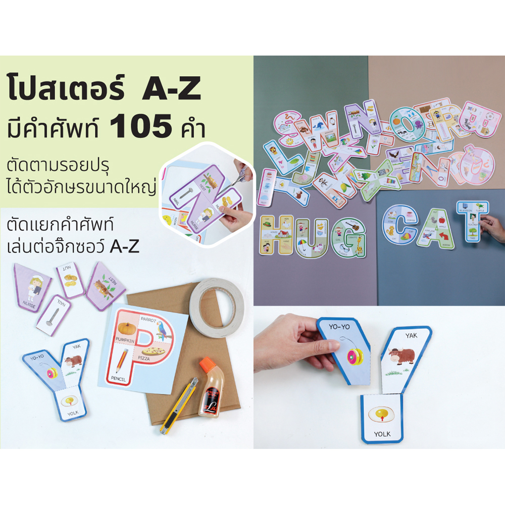 โปสเตอร์ความรู้ เรียน ABC จิ๊กซอว์คำศัพท์ EP-802 คำศัพท์ 105คำ