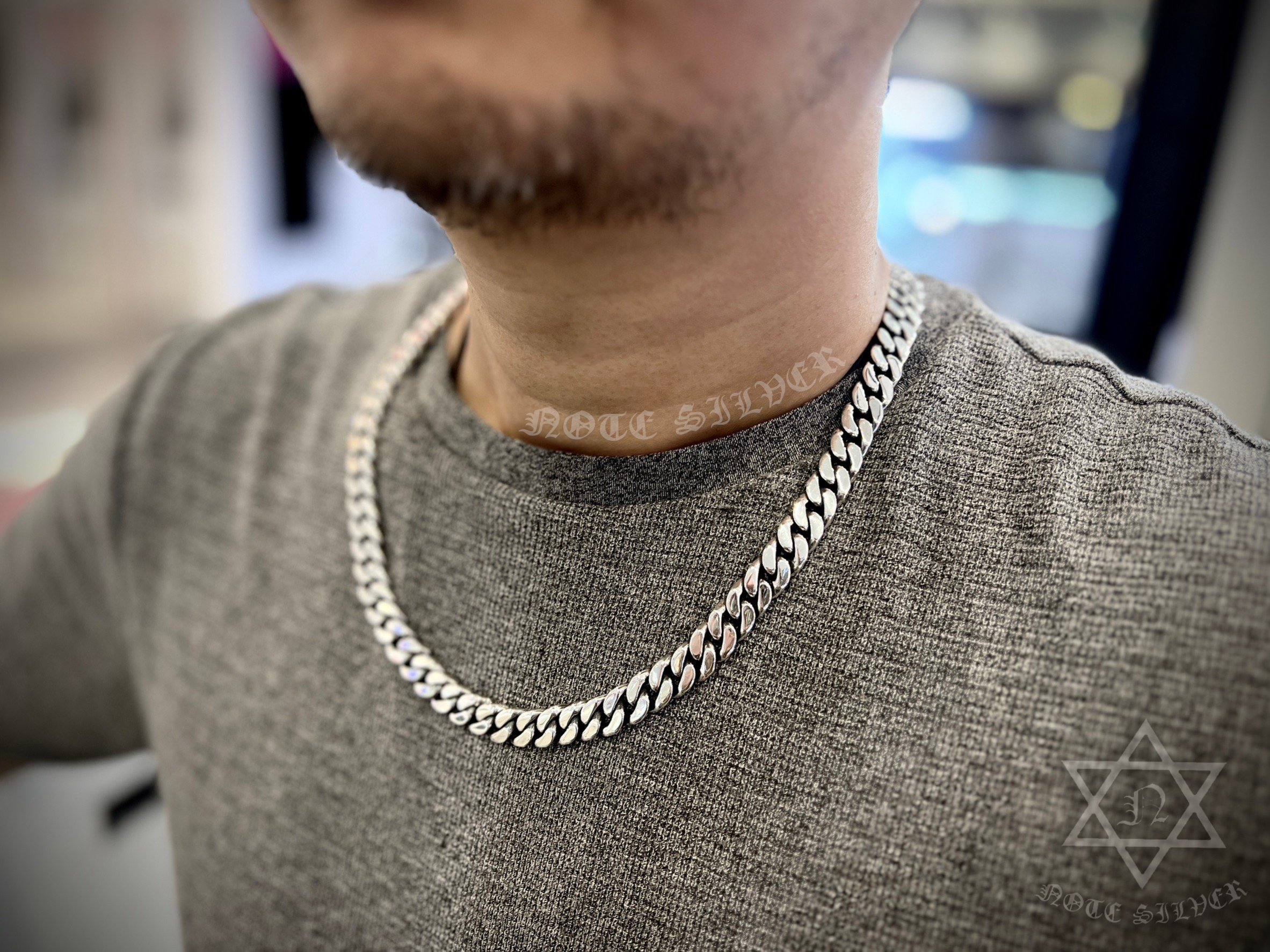 สร้อยคอลายเลสเรียบ 10 มิล ความยาว 18 นิ้ว Sterling Silver 925 NSBL2900