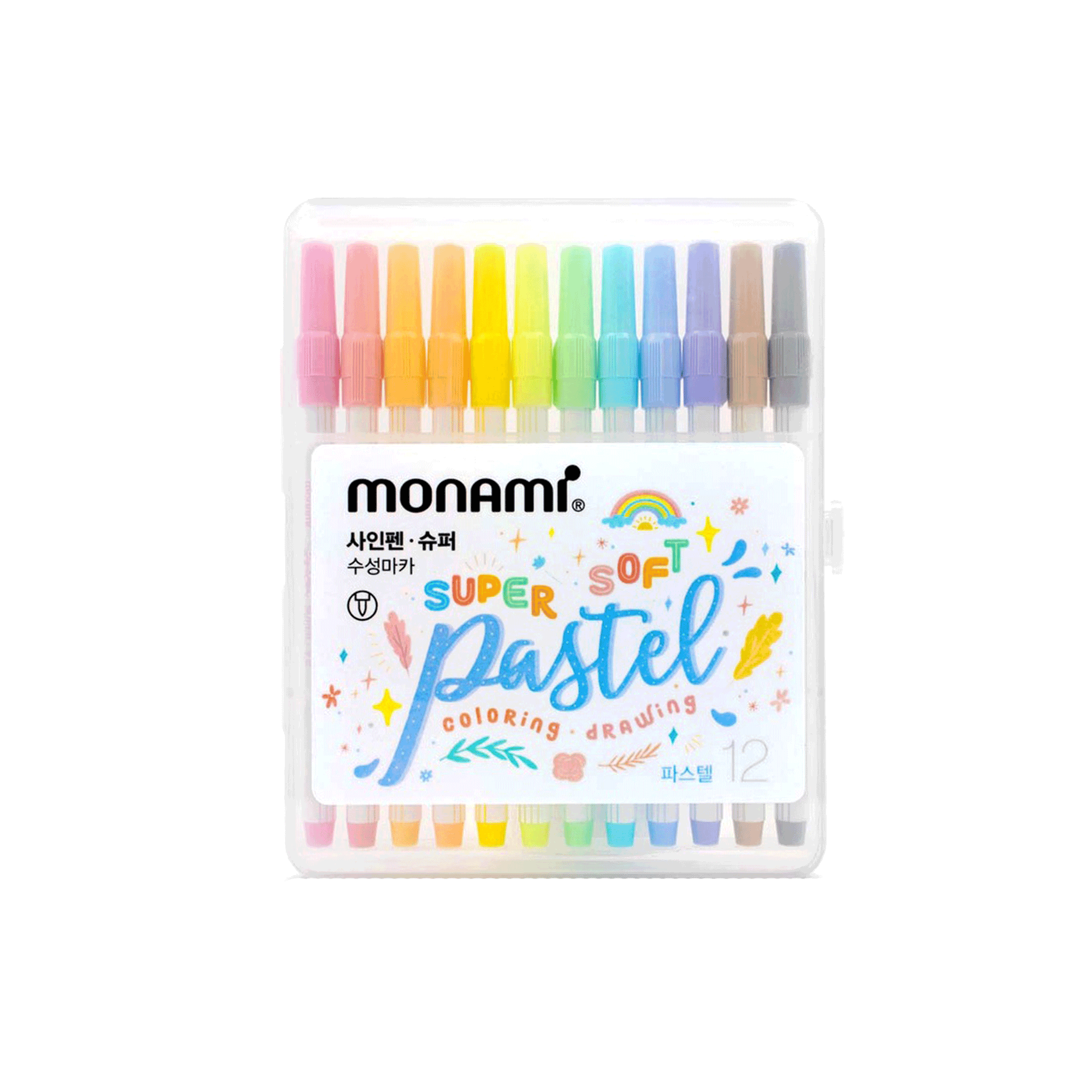 ปากกาสีน้ำ Water Color Pen โมนามิ Monami รุ่น Super sign pen pastel set 12 สี จำนวน 1 กล่อง