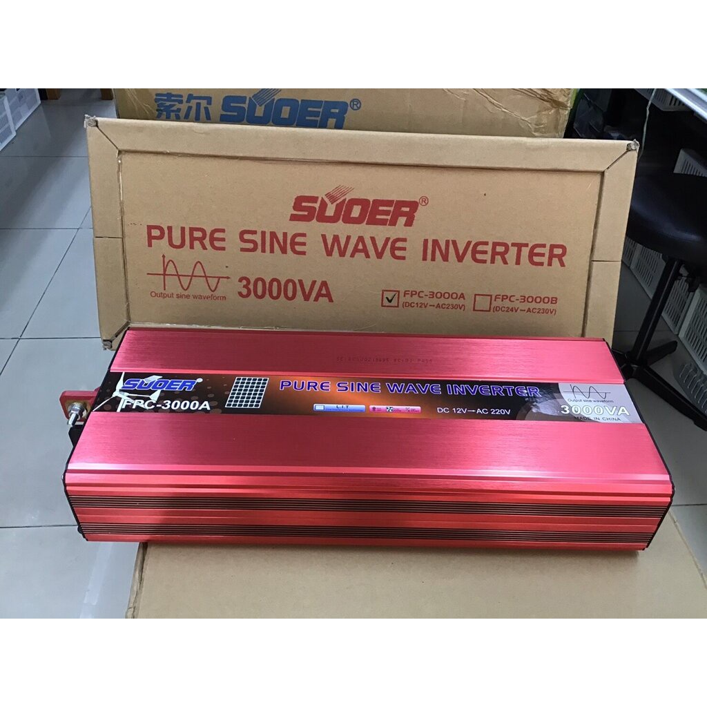 SUOER PURE SINE WAVE INVERTER รุ่น FPC-3000A (12V, 3000 วัตต์ เพียวไซน์ ) เครื่องแปลงไฟแบตเตอรี่เป็นไฟบ้าน *สินค้ารับ...