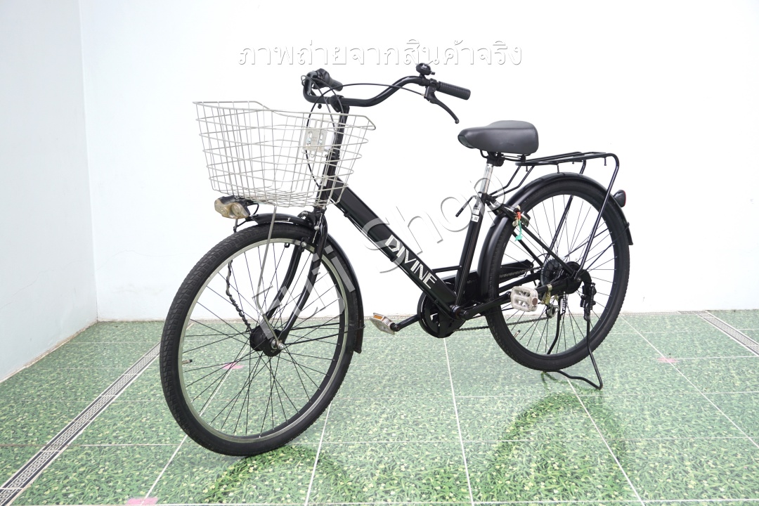 จักรยานแม่บ้านล้อโต ญี่ปุ่น - ล้อ 26x1.95 - เกียร์ 6 สปีด - ไฟหน้าอัตโนมัติ - Divine - สีดำ [จักรยานมือสอง]
