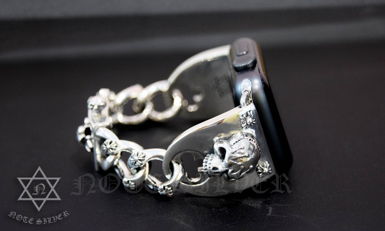 สายนาฬิกาแอปเปิ้ลวอช เงินแท้ ลายหัวกะโหลก Sterling Silver 925 Skulls apple watch bands NSWB1920