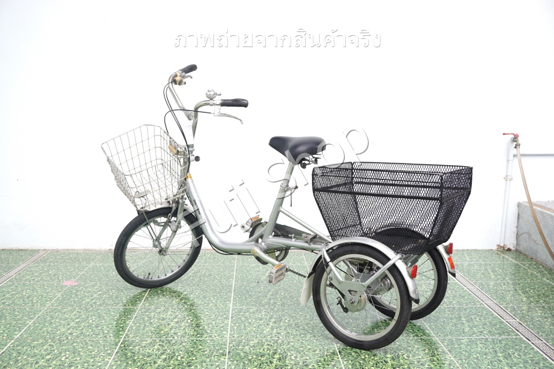 จักรยานสามล้อญี่ปุ่น - ล้อ 18/16 นิ้ว - มีเกียร์ - อลูมิเนียม - Bridgestone - สีเงิน [จักรยานมือสอง]