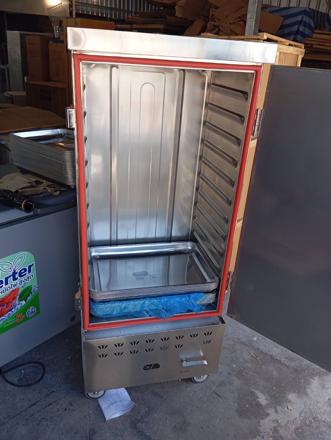 ตู้นึ่งข้าว ตู้นึ่งไอน้ำ เครื่องนึ่งข้าว อเนกประสงค์ ใช้แก็ส 12 ชั้น 1 ประตู รุ่นใหม่