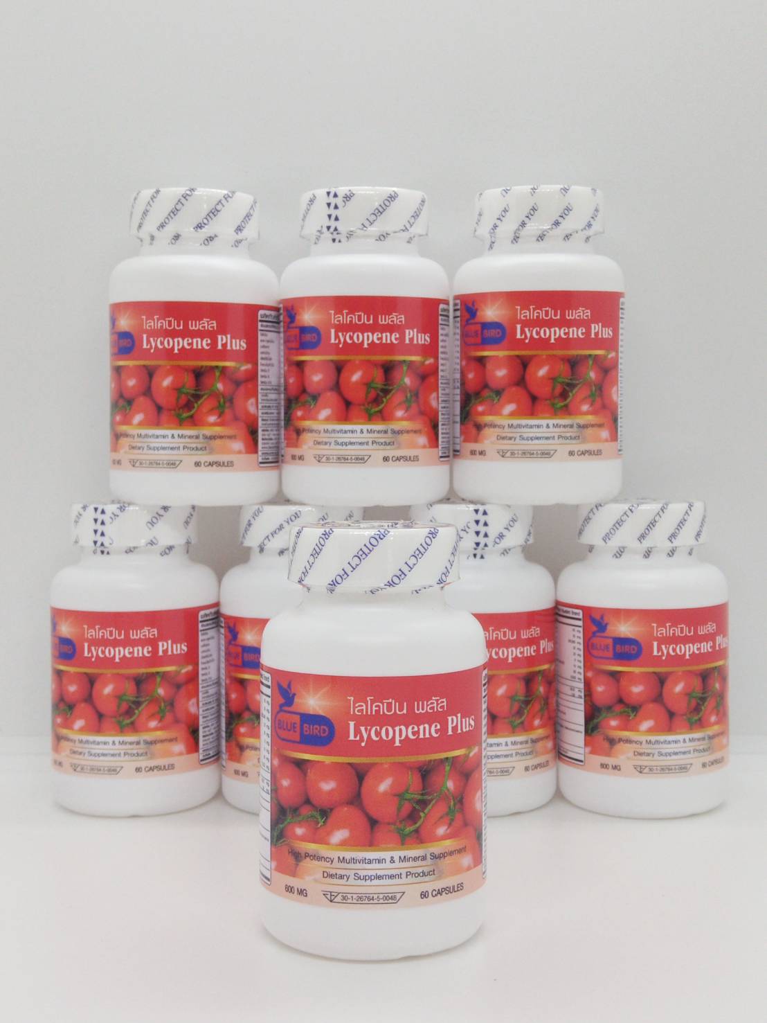 ไลโคปีน พลัส Lycopene Plus ตรา บลูเบิร์ด ขนาด 600 มิลลิกรัม 60 แคปซูล