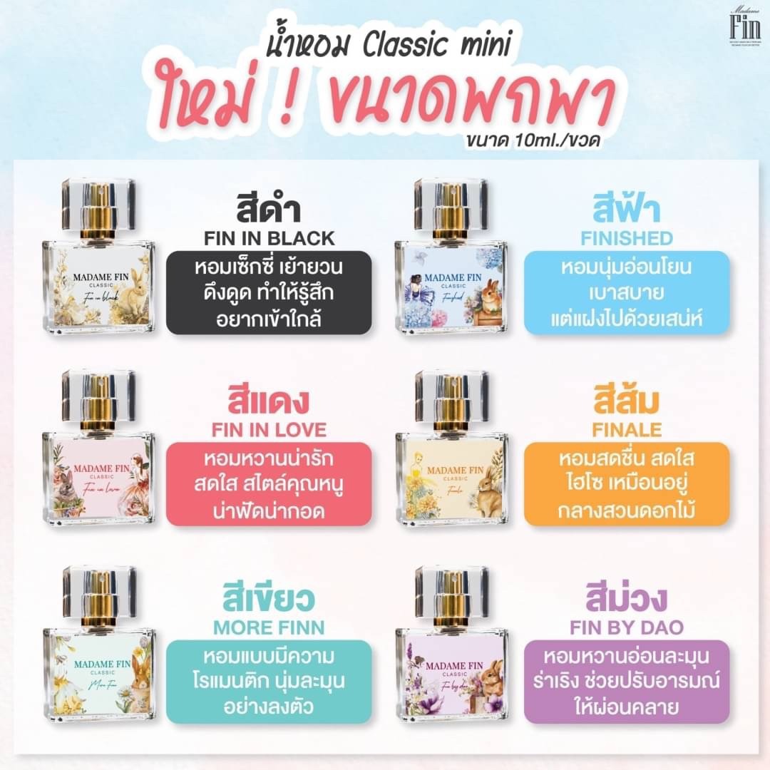 น้ำหอมมาดามฟิน ( โปร ม2 ) น้ำหอมคลาสสิค ขนาดมินิ 10ml. 2 ขวด และ โลชั่นคลาสสิค 2 หลอด