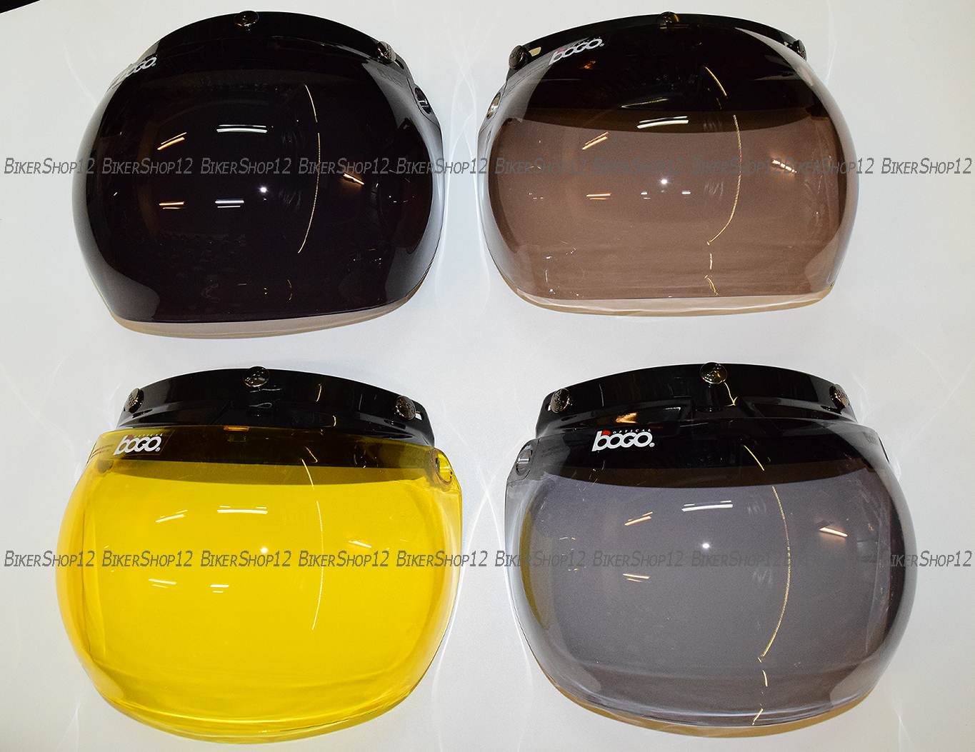 Shieldหรือหน้ากากหมวกกันน็อค แนววินเทจ(เปิดหน้ากากได้) Bogo ทรง BUBBLE มีสีใส,สีชา,สีดำ,สีส้ม,สีเหลืองและสีอื่นๆ