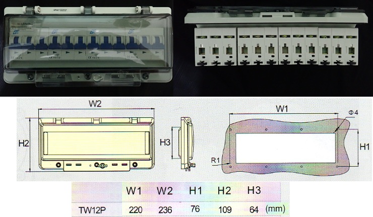 Tibox รุ่น TW12P หน้ากากเบรกเกอร์ หน้ากากbreaker MCB สำหรับ12ช่อง