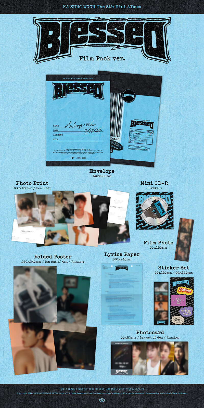 [PRE-ORDER] HA SUNG WOON - 8th Mini Album "Blessed" (Film Pack ver.)