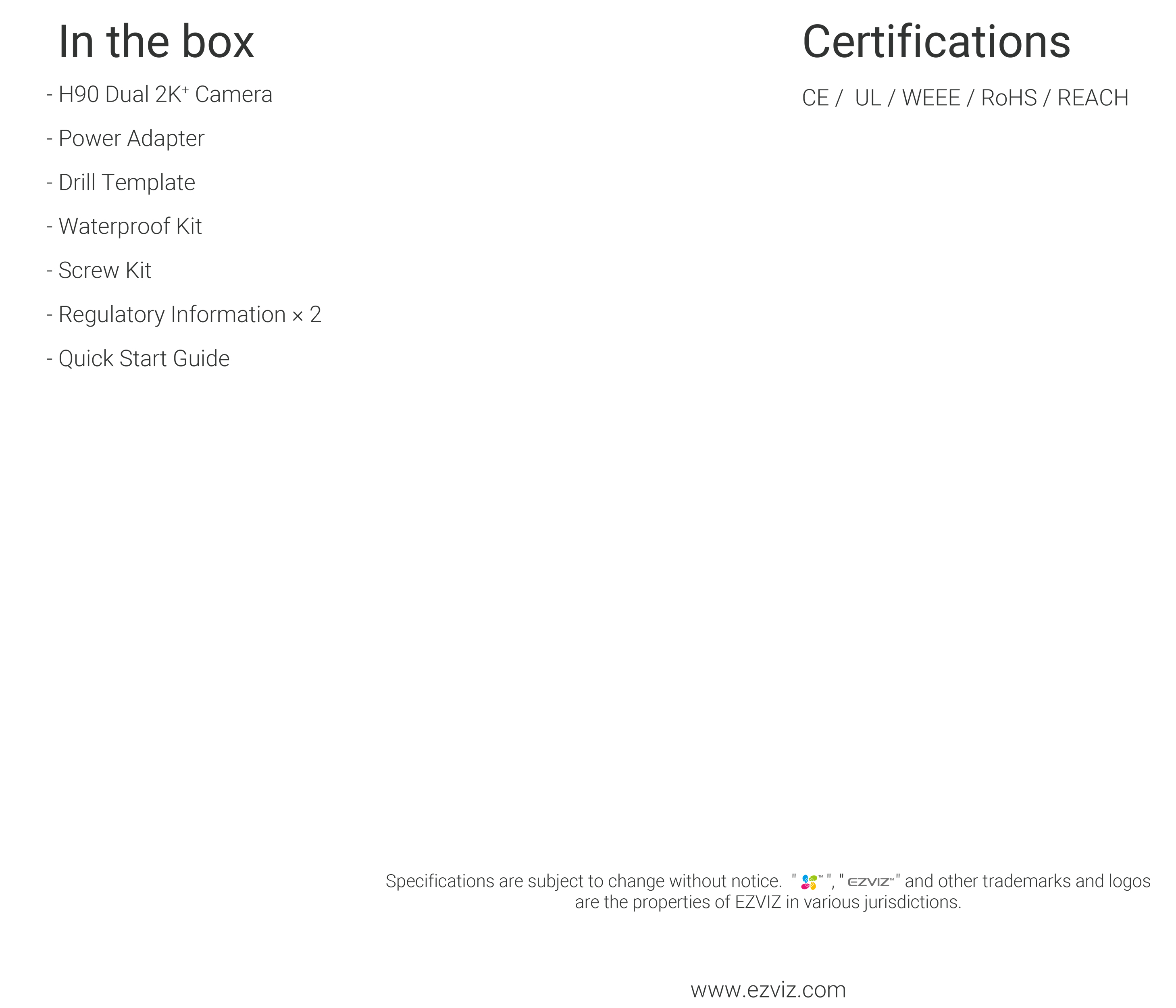 EZVIZ H90 Dual กล้องวงจรปิดระบบ IP WIFI ความละเอียด 2K+ & 2K+ DUAL LENS ภาพสี 24 ชม. มีไมค์และลำโพงในตัว ติดตั้งภายนอกได้ BY BILLIONAIRE SECURETECH EZVIZ H90 Dual