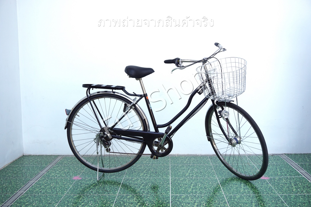 จักรยานแม่บ้านญี่ปุ่น - ล้อ 27 นิ้ว - เกียร์ 6 สปีด - ไฟหน้าอัตโนมัติ - Bridgestone - สีดำ [จักรยานมือสอง]