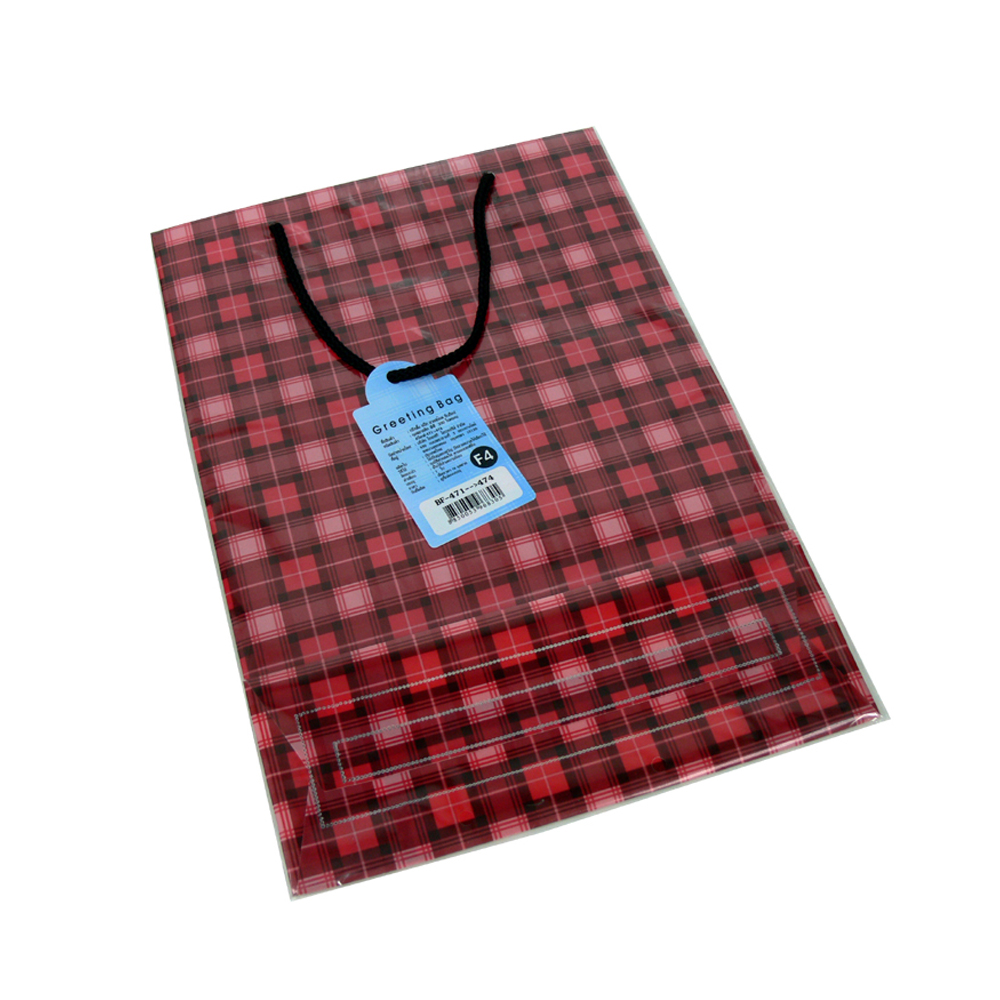 Shopping Bag with rope handle Plaid pattern B