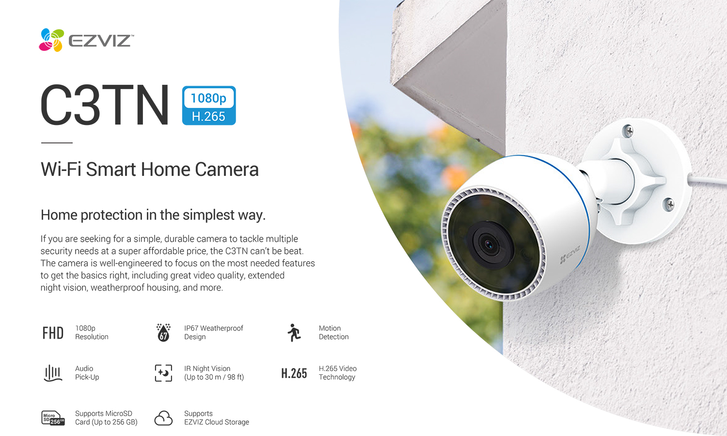 EZVIZ C3TN กล้องวงจรปิดระบบ IP WIFI ความละเอียด 2 MP มีไมค์ในตัว ติดตั้งภายนอกได้ BY BILLIONAIRE SECURETECH EZVIZ C3TN