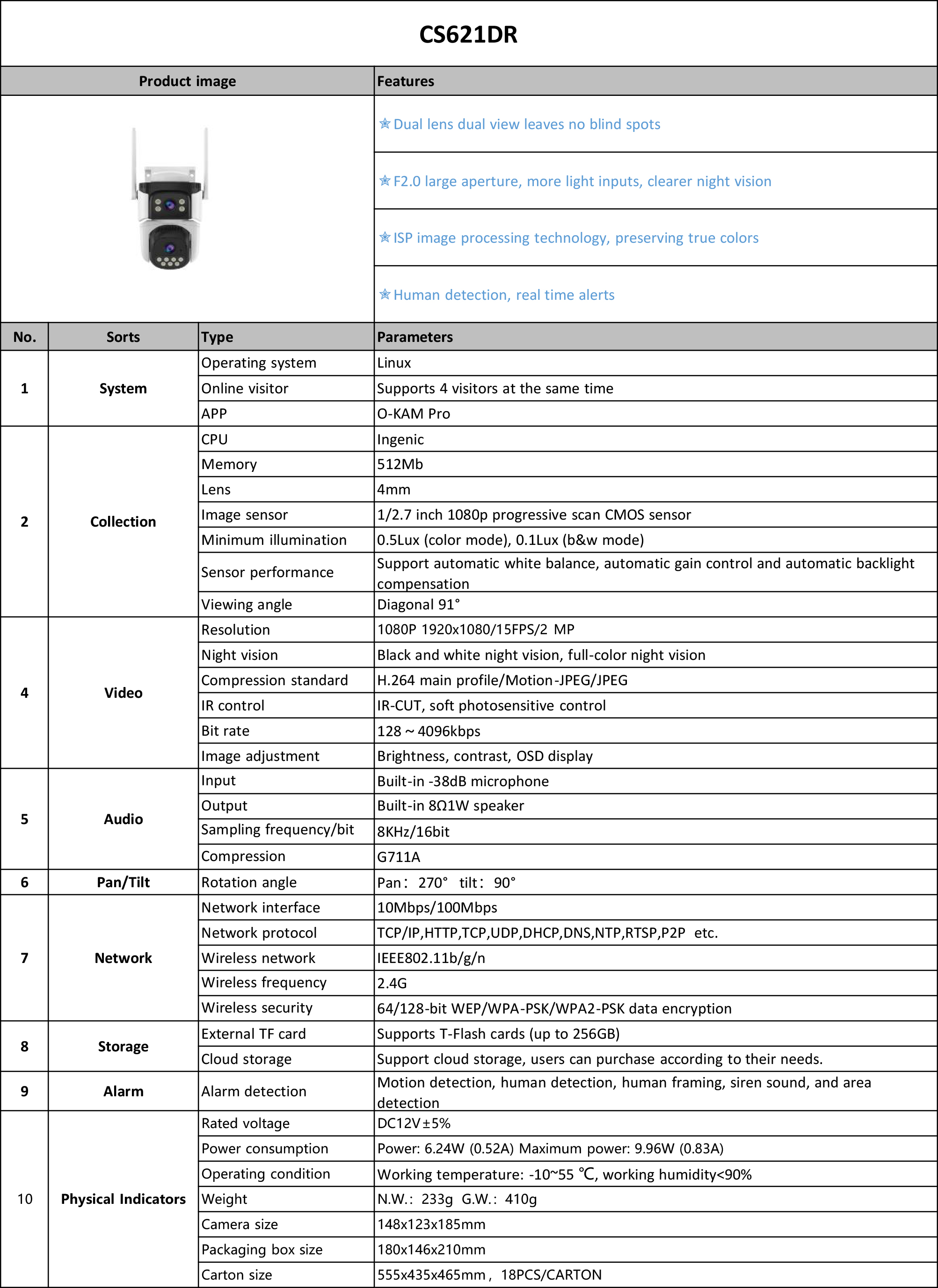 Vstarcam CS621DR กล้องวงจรปิดระบบ IP WIFI 2 MP กล้องเลนส์คู่ Color Night Vision มีไมค์และลำโพงในตัว ติดตั้งภายนอกได้ BY BILLIONAIRE SECURETECH CS621DR
