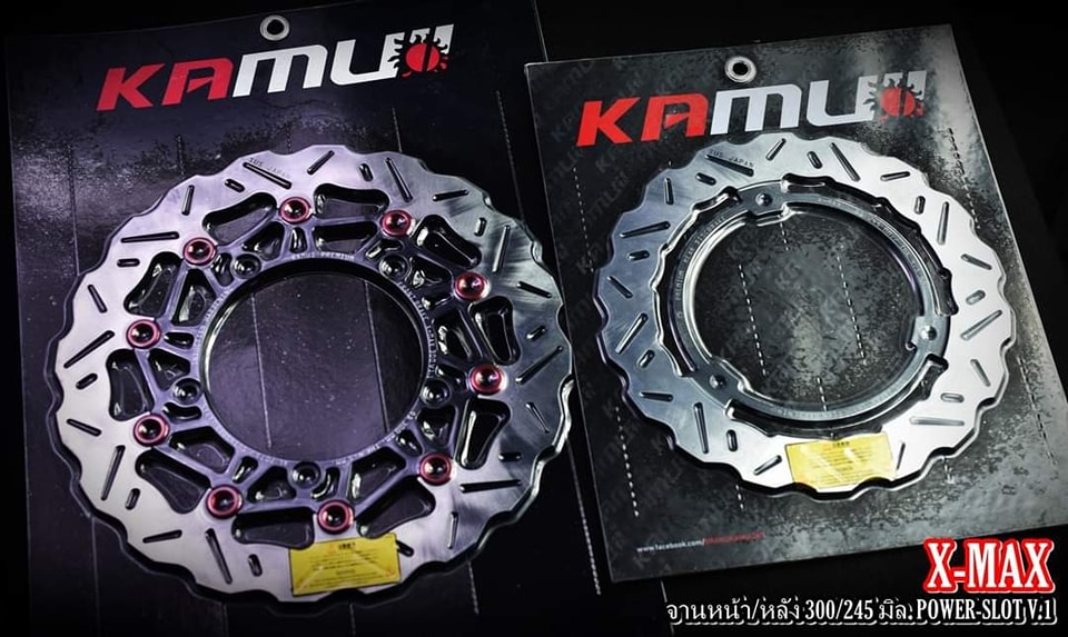 จานดิสก์xmax จานหน้าขนาด 300 มิล Power-Slot V.1-V.5 จานหลังขนาด 245 มิล Power-Slot V.1-V.5 ข้อดีของจาน Floating - ใส่ปั๊ม Brembo ไม่ติดหมุด ไม่ต้องตัดผ้าเบรค - จับหน้าผ้าเบรคได้เต็ม เบรคระยะสั้นลง - มีความสวยงาม แข็งแรง ทนทาน -จานดิสก์ สแตนเลส 410DB ผ่านก