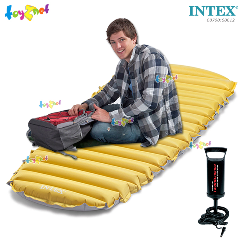 Intex Cot Size Camp Airbed 0.76x1.83x0.10 m no.68708 + DQI Air Pump