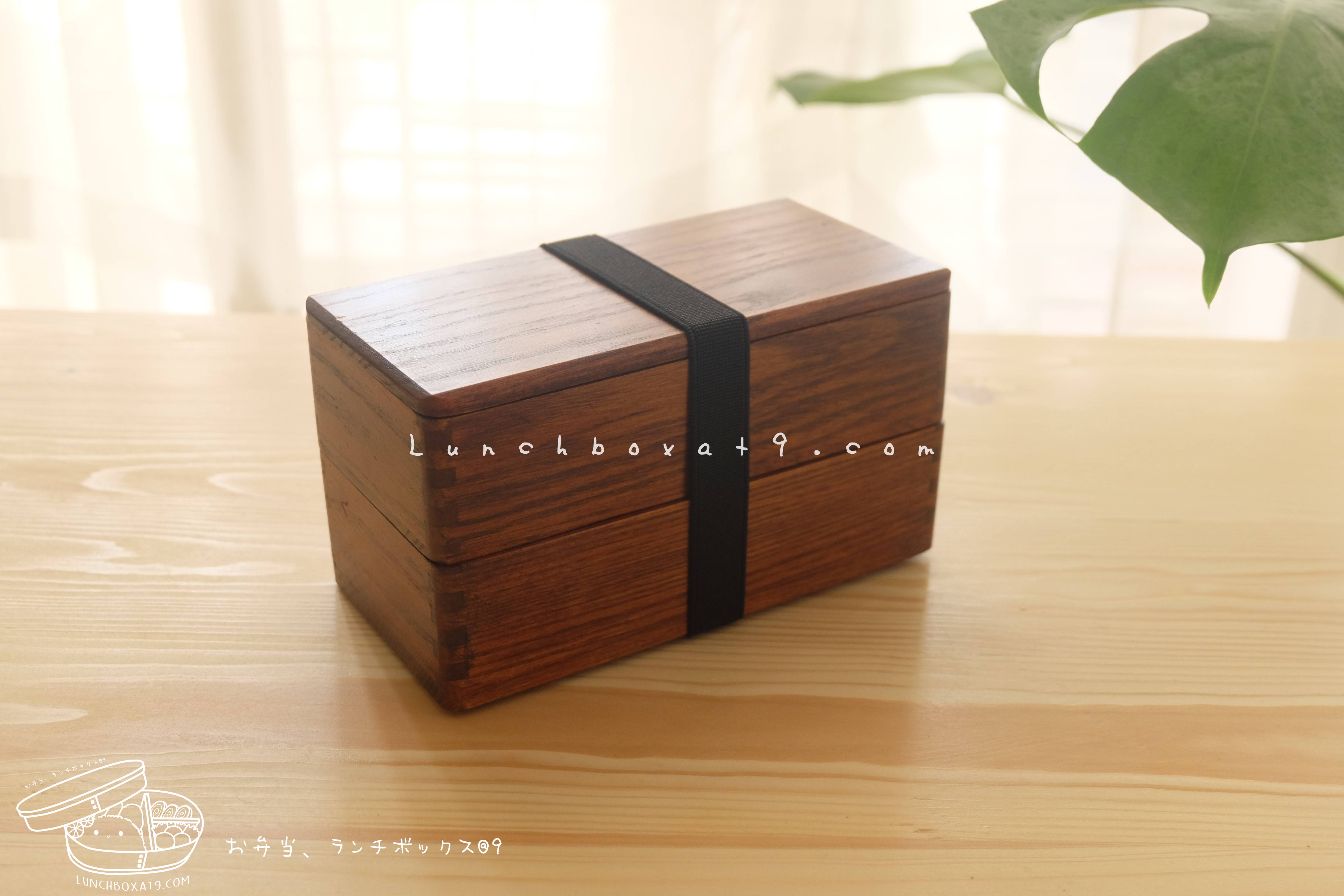 Rectangular 2 stages Lacquered Hemlock Bento Box กล่องข้าวญี่ปุ่นสี่เหลี่ยมสีไม้คลาสสิค 2 ชั้น