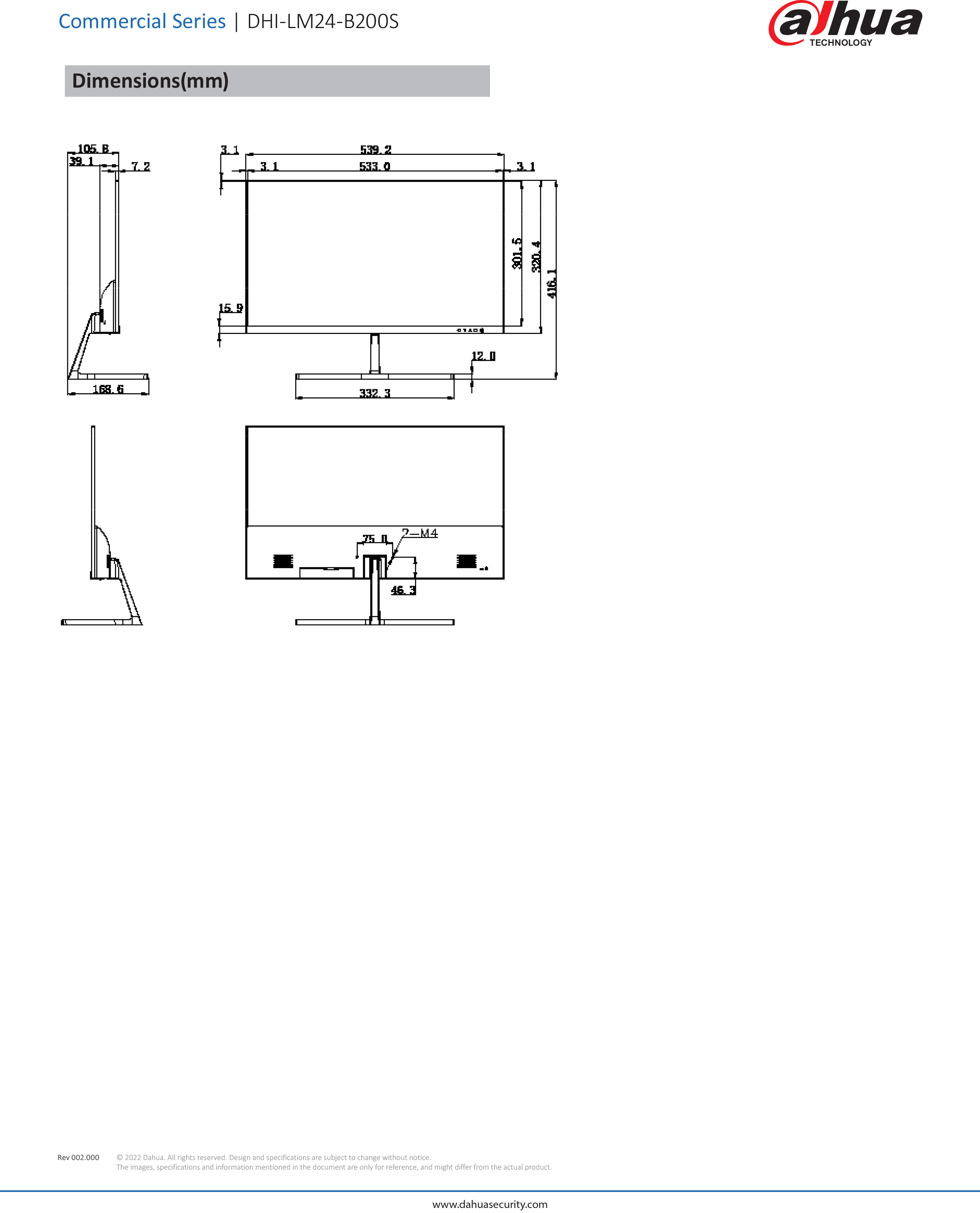 DAHUA LM24-B200S 23.8'' FHD Monitor 100Hz Refresh Rate : VGA×1, HDMI×1 Built-In Speaker BY BILLIONAIRE SECURETECH LM24-B200S