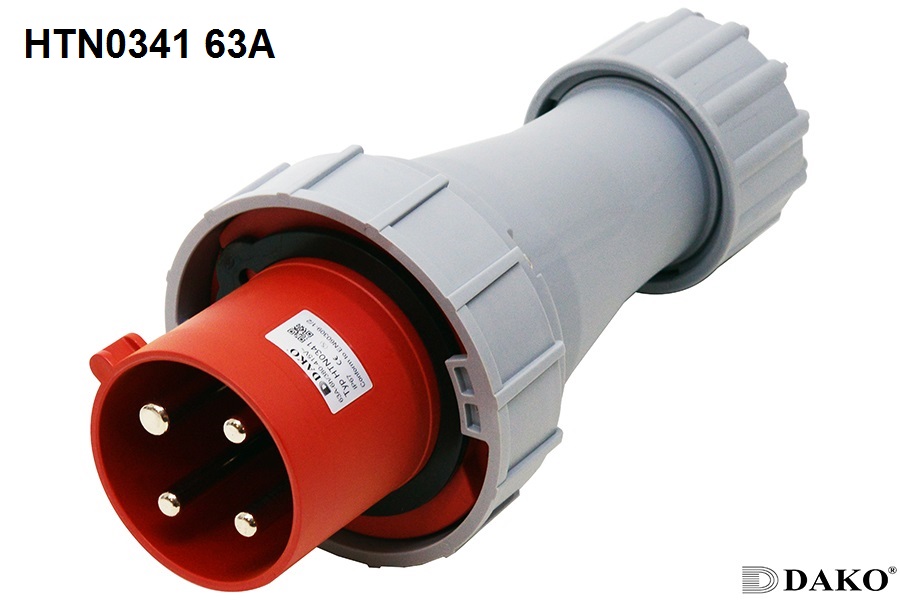 HTN0341 ปลั๊กตัวผู้กลางทาง 3P+E 63A 400V IP67 6h