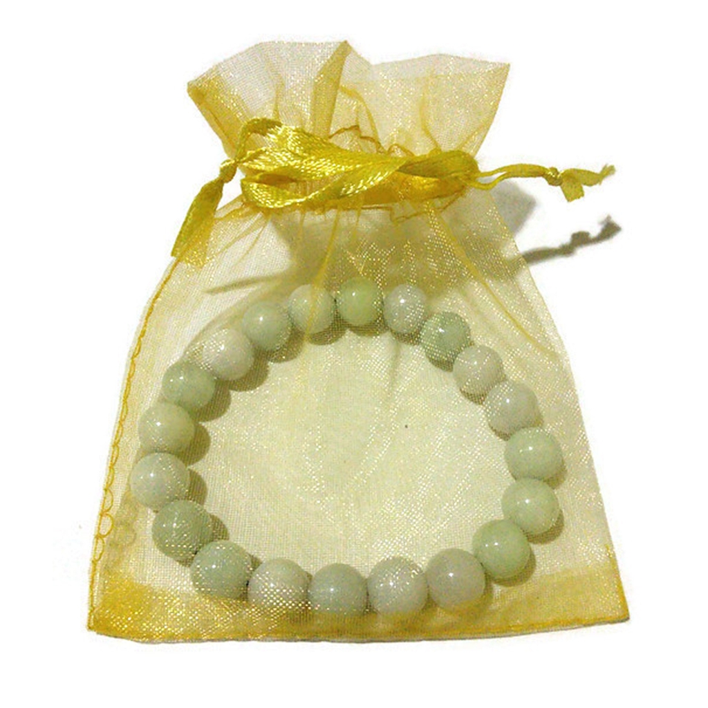 กำไลหินนำโชค หยกพม่า สีขาว+เขียวอ่อน 9-10 มิล เสริมความเจริญรุ่งเรือง ดึงดูดความมั่งคั่ง มีสุขภาพดี มีอายุยืน