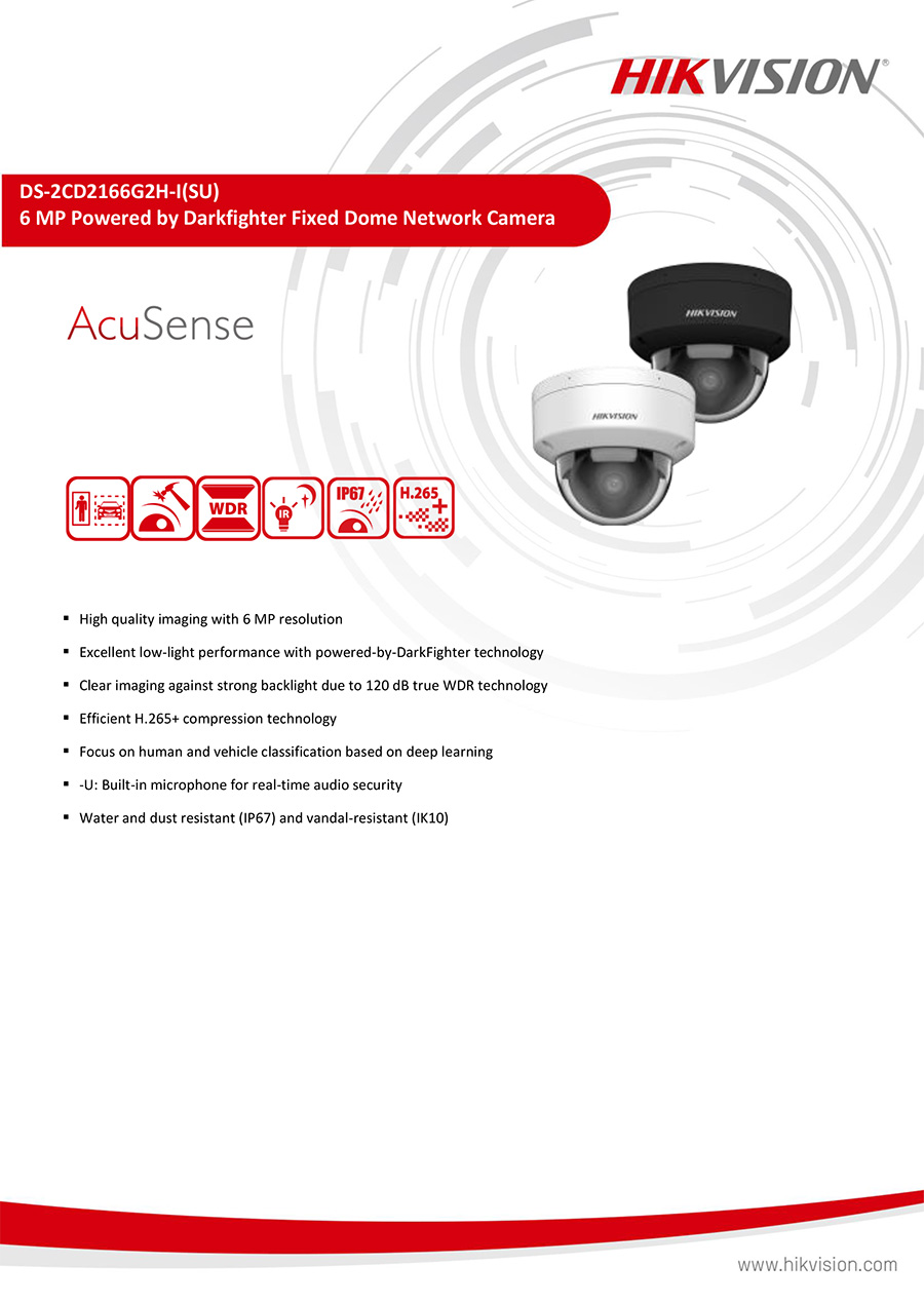 HIKVISION DS-2CD2166G2H-I (2.8/4 mm.) กล้องวงจรปิด IP CAMERA 6MP Accusense, Dark Fighter WDR 130dB ติดตั้งย้อนแสงได้ BY BILLIONAIRE SECURETECH DS-2CD2166G2H-I