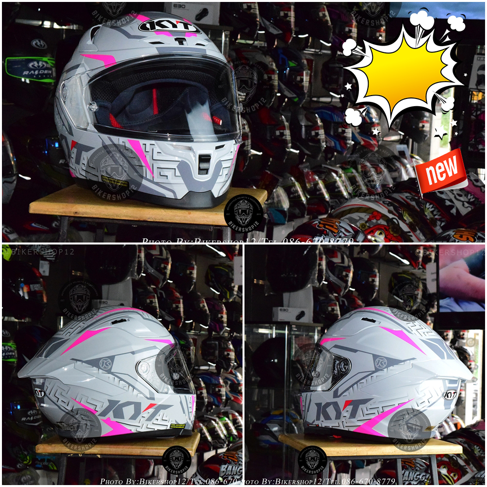 หมวกกันน็อคKYT STRIKER สี ASPHALT GREY-FUXIA (เงา)