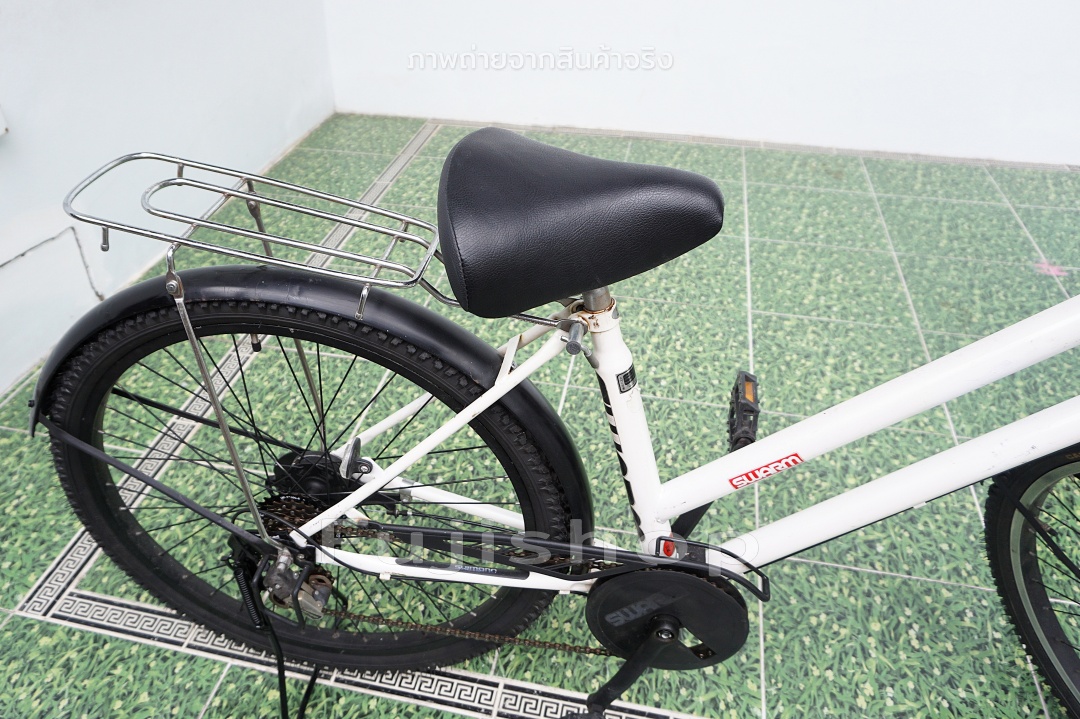 จักรยานแม่บ้านล้อโต ญี่ปุ่น - ล้อ 26x1.9 - เกียร์ 6 สปีด - ไฟหน้าอัตโนมัติ - Swarm - สีขาว [จักรยานมือสอง]