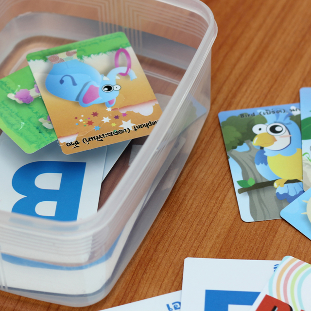 บัตรคำพลาสติก Flashcards บัตรเสริมปัญญา A-Z ET-300 ล้างทำความสะอาดได้