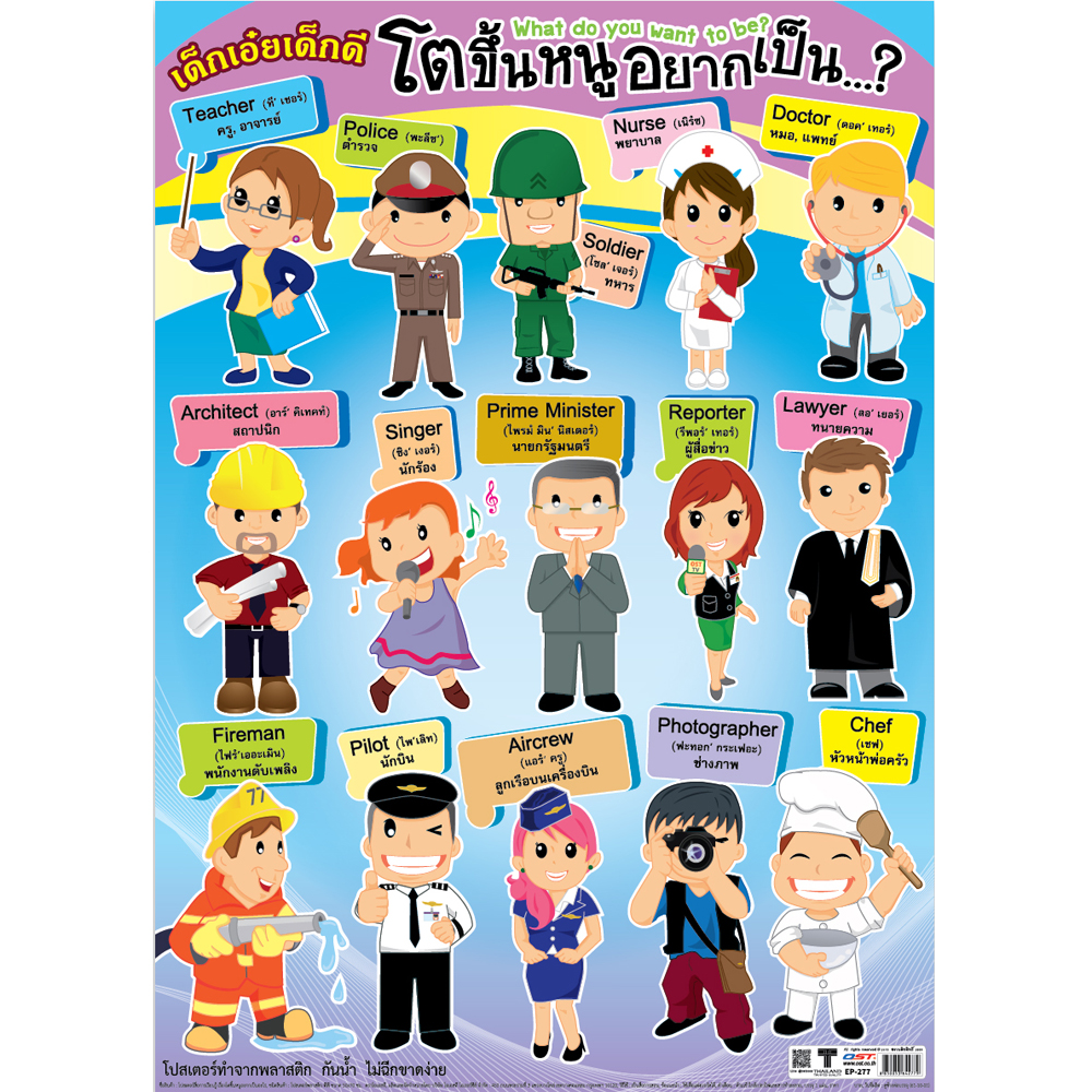 โปสเตอร์ความรู้ คำศัพท์อาชีพ โตขึ้นหนูอยากเป็นอะไร.... EP-277 EQ-277