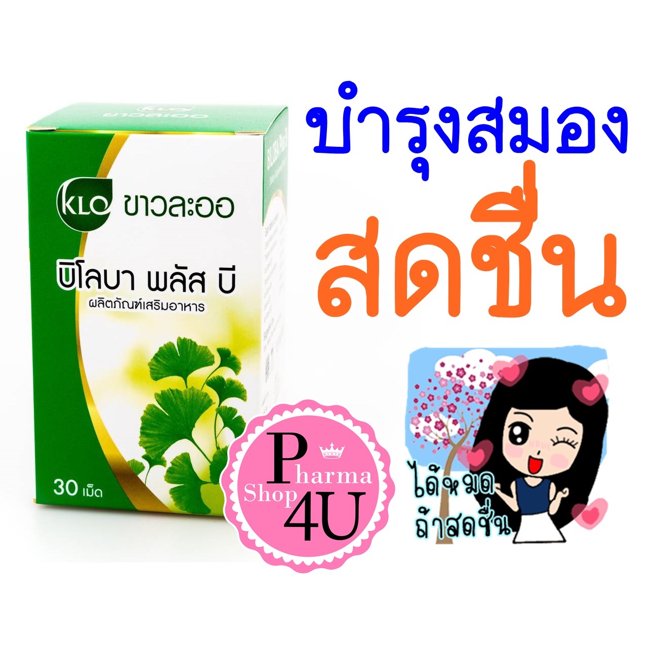 Khaolaor Biloba Plus B 30 เม็ด บิโลบา พลัส บี ( ใบแป๊ะก๊วยสกัด ผสมวิตามินบีรวม)