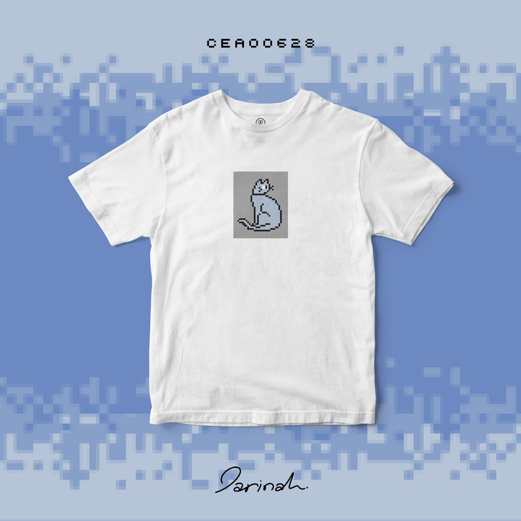 เสื้อยืด พิมพ์ลาย CATDI สีขาว CEA00628 #เสื้อ #เสื้อยืด #Darinah