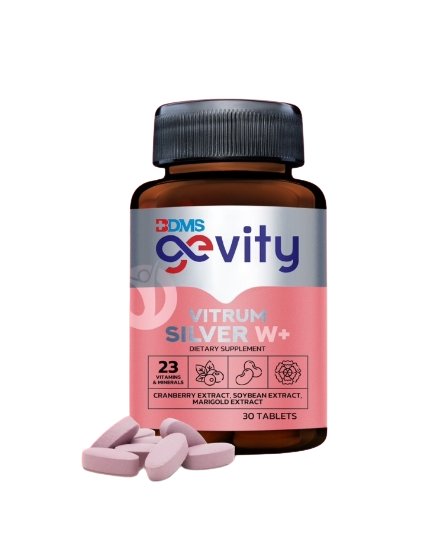 GEVITY VITRUM SILVER W+ 30'S จีวิตี้ ไวทรัม ซิลเวอร์ ดับเบิ้ลยูพลัส #สำหรับ ผู้หญิง 50+ (ผลิตภัณฑ์เสริมอาหาร)